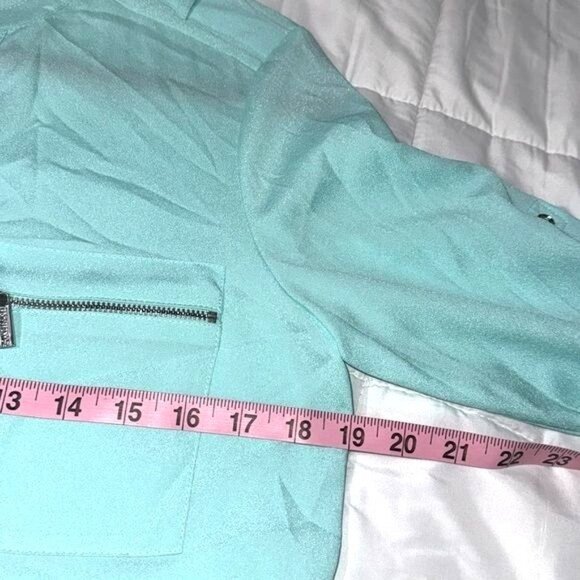 Calvin Klein Womens Long Sleeve Aqua Blouse Size S Polyester - Picture 9 of 10
